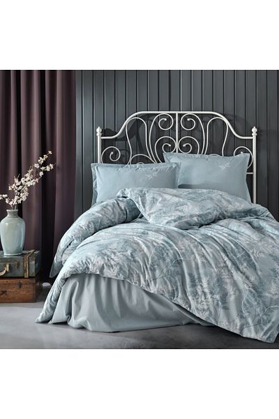 Pucioasa Double bed linen made of 100% cotton, ranforce, leaves and branches, Natur V1