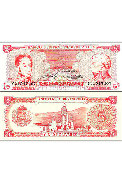 Maya VENEZUELA 5 BOLİVARES,ÇİL,ESKİ YABANCI KAĞIT PARA