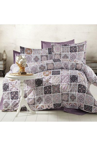 Pucioasa Purple double bed linen with mosaic pattern, RNFN 212
