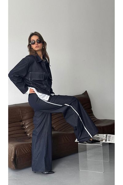 AÈC PRIVÈ New Season Women's Elisa Denim Jacket and Pantalon Set