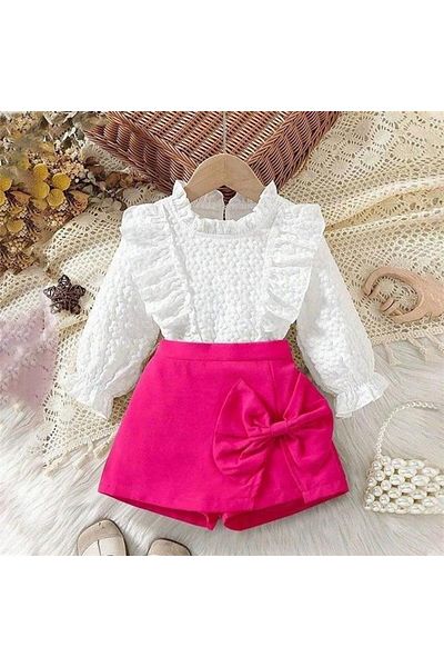 nannie Girls' White Shirt and Skirt Pink Pants Set Denisa - 2-3 years
