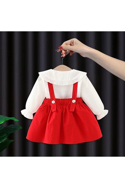 nannie Red Girls' Set with Sarafan and Antonia Shirt - 12-18 months