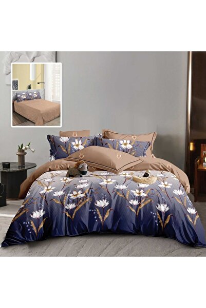 Pucioasa Lenjerie de pat dublu din finet, set 6 piese, model floral M533