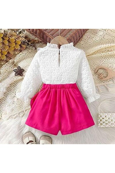 nannie Girls' White Shirt and Skirt Pink Pants Set Denisa - 2-3 years