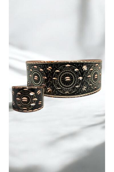 PrestigeSO Copper Bracelet Copper Ring Set - Health and Elegance Together