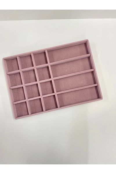 MeGass Dekor Domestic Production Paris Model Suede Fabric Pink Color Jewelry Display Drawer Stand
