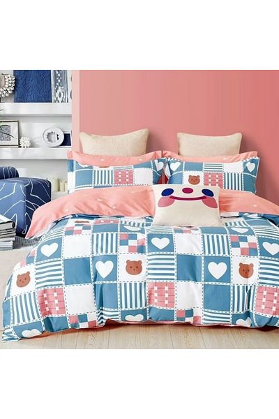 Pucioasa 100% cotton percale bed linen, 6 pieces, Pucioasa, Squares