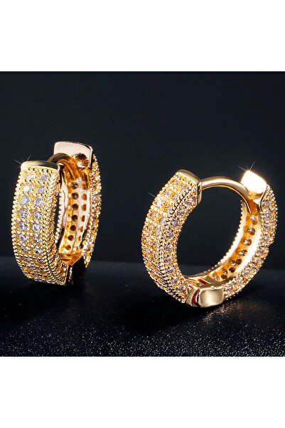 choice2 Gold ZAKOL Hip Hop Fashion Green Cubic Zirconia Hoop Earrings For Wom...