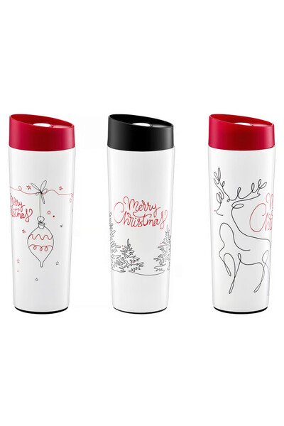 Ambition Thermos mug 340ml, fir tree pattern, Line Art