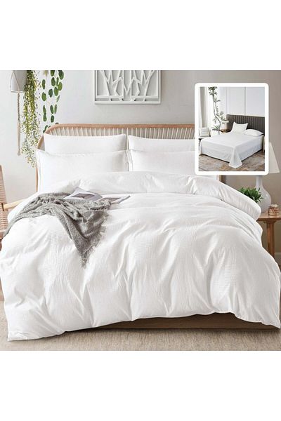 Pucioasa Double crepe bed linen 6 pieces, polycotton, White