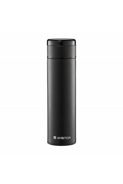Ambition Stainless steel thermos 420ml, with LCD temperature indicator, black, Indi
