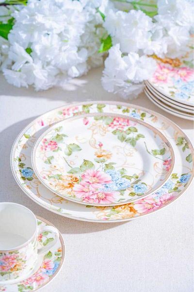 ACAR Freya 19 Piece Porcelain Cake-Treat Set for 6 People Ncy-07078