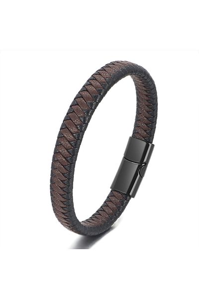 Choice 21cm black brown ZG New Mixed Color Handwoven Leather Bracelet for Men European and American Style A
