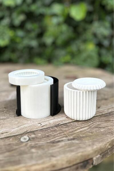 rufus concept Tırtıklı Yüzey Silikon Kap Kalıbı (KAPAKLI)(KASNAKLI)(1 ADET)