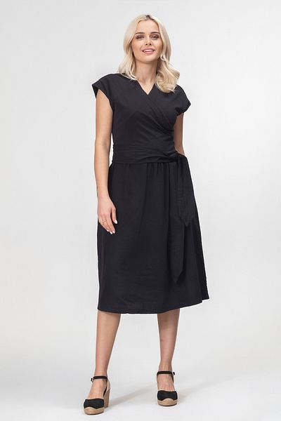 Bold & Young Bold and Young Low Arm Pocketed Moulded Belted Size Cotton Lycra Skirt Cotton Dress