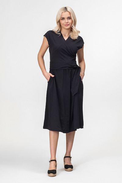 Bold & Young Bold and Young Low Arm Pocketed Moulded Belted Size Cotton Lycra Skirt Cotton Dress