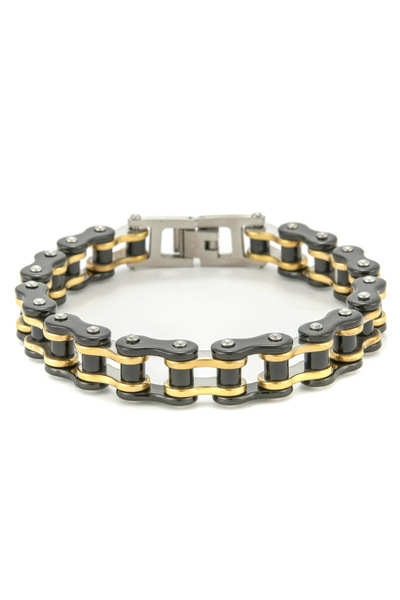 Choice سوار رجالي من الفولاذ المقاوم للصدأ 316L بتصميم بانك روك بايكر YA0874-...