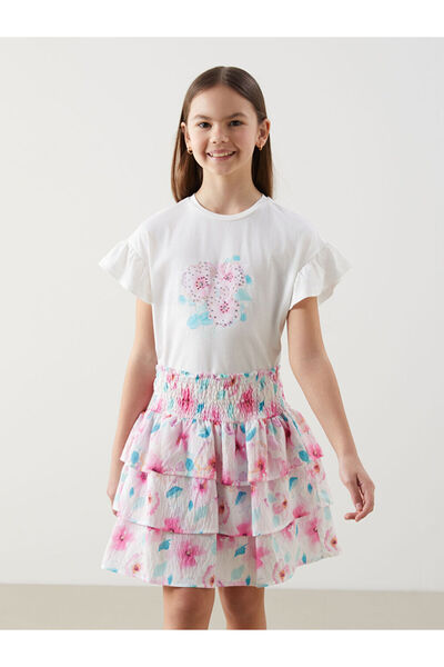 LC Waikiki منتجات فريزن ستور التي لا مثيل لها I تي شيرت بناتي مطبوع عليه حجر ...