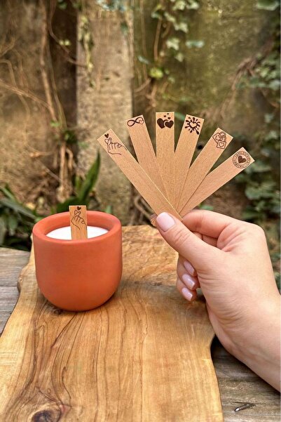 rufus concept Ahşap Mum Fitili Ve Yapışkanlı Fitil Sehpası 12 Adet (15X100X0,5MM) Sevgililer Günü Temalı