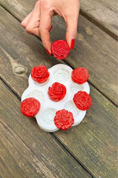 rufus concept Şakayık ve Gül Yedili Silikon Mum Kalıbı