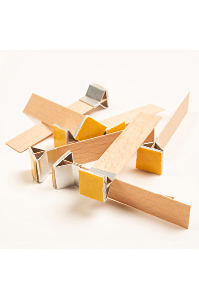 rufus concept Ahşap Mum Fitili Ve Yapışkanlı Fitil Sehpası 50 Adet ( 15mm X 75mm X 0,5mm )