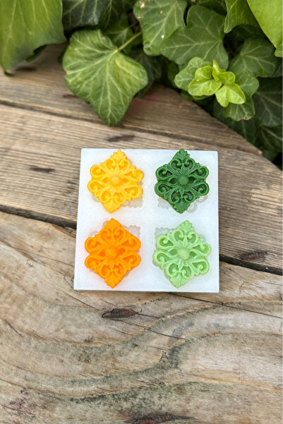 rufus concept Çınar Yaprağı Motifi Dörtlü Mum Kalıbı (SİLİKON) (1 ADET)