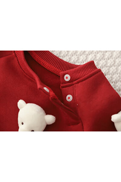 nannie Cute Bear Kids Red Jumpsuit - 6-9 months