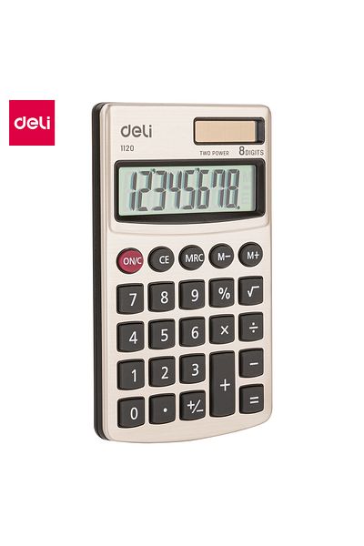 Deli E1120 Metal 8-Digit Calculator - Golden