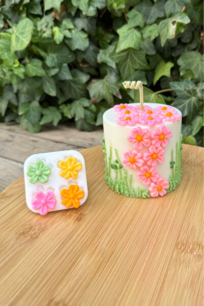 rufus concept Beş Yapraklı Yonca Çiçek Dörtlü Mum Kalıbı (SİLİKON) (1 ADET)