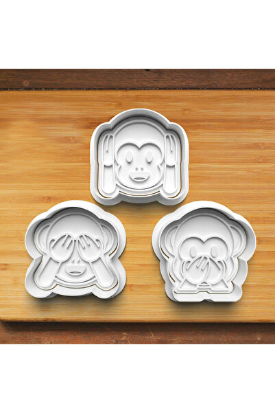 Hobist قالب كوكي ثلاثي القرود وقالب لب السكر