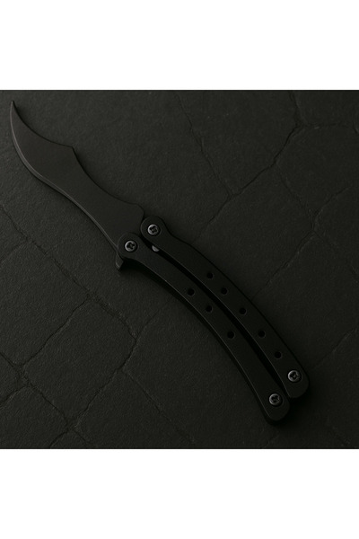 lampara Cs Go Kelebek Bıçağı Vidalı Organik Plastik Gri Sap Siyah Bıçak