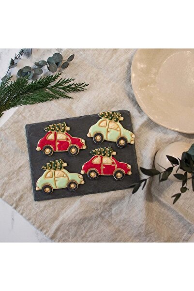 Hobist Yılbaşı Ağaç Taşıyan Araba Kurabiye Kalıbı Ve Şeker Hamuru Kalıbı