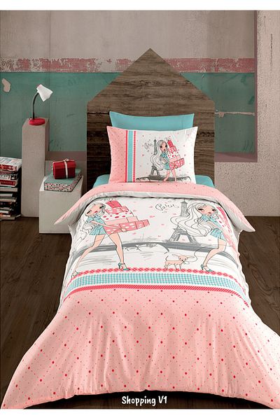 Bahar Majoli Home Lenjerie de pat pentru copii Majoli Bahar 100% bumbac Ranforce 144 TC pentru 1 persoană 3 piese Cumpărături