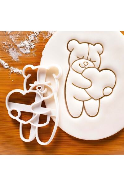 Hobist قالب بسكويت على شكل دب لطيف على شكل قلب وقالب عجينة السكر