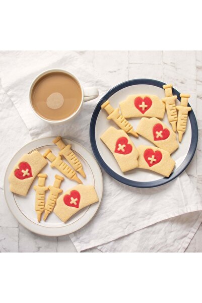 Hobist قالب كوكي بإبرة حقنة وقبعة ممرضة وقالب لب السكر