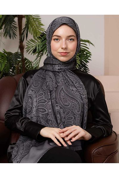 aldyoo Ethnic Pattern Double Face Viscose Shawl Dark Gray