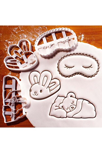 Hobist قناع النوم الدب النائم والنعال الرقيقة قالب الكعكة ومجموعة قوالب لب السكر