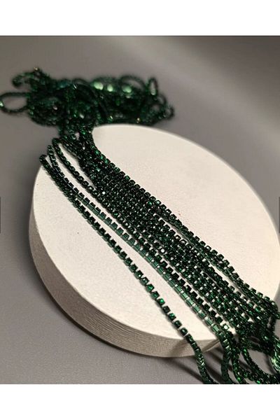 PASAMİA Green Swarosvki Stoned Beyoğlu Strip Chain - 1 Meter