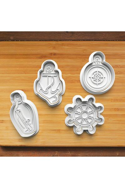 Hobist Sailor Helm Anchor Compass Bottle Cookie Mold and Sugar Plasticine Mold