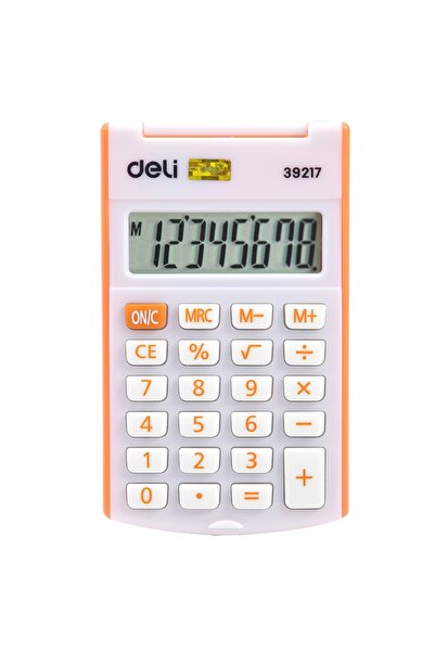 Deli آلة حاسبة بلاستيكية Deli E39217، 8 أرقام، برتقالية
