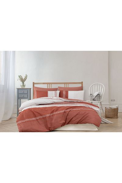 Bahar Majoli Home Set lenjerie de pat Majoli Bahar 100% bumbac Ranforce 144 TC 4 piese husă pilotă 200x220 cm Vesta Terra