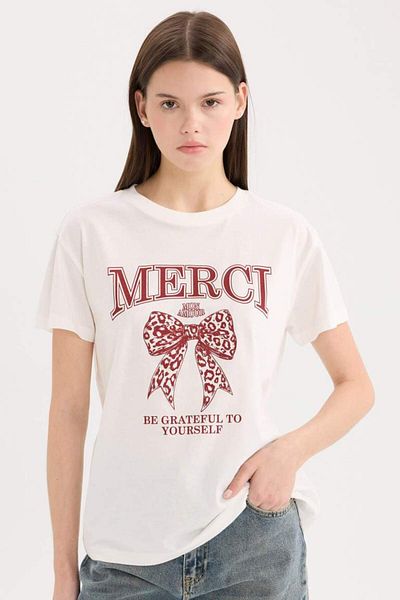 DeFacto Εκρού Γυναικείο T-shirt D9606ax/wt32