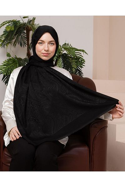 aldyoo Ethnic Pattern Double Face Σάλι Βισκόζης Μαύρο