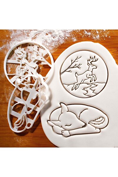 Hobist قالب كوكي منقوش على شكل غزال وقالب لب السكر