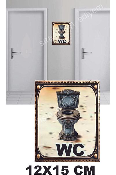 sıradışıhediyem Metal Wc Warning Sign Retro with Double Sided Tape on the Back