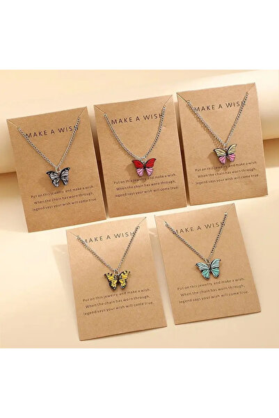 Choice AY5674101 مجموعة قلادات فراشات ملونة أنيقة من بوهو مكونة من 5 قطع للنس...