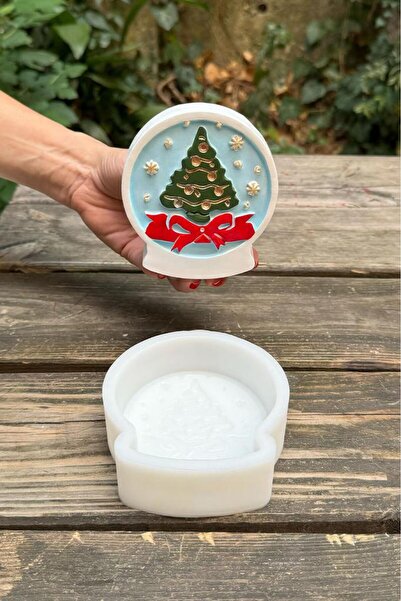 rufus concept 2D Kar Küresi Noel Ağacı Desenli Silikon Mum Kalıbı