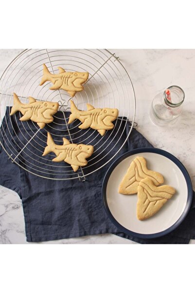 Hobist قالب كوكيز مزدوج للأنثى الحادة مع سمكة قرش وقالب لب السكر