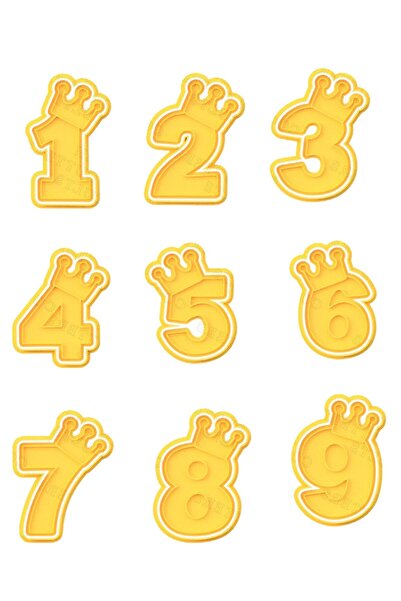 Hobist قالب كوكي بأرقام منقوشة على شكل تاج وقالب لب السكر