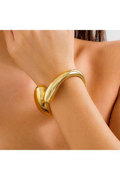 Choice سوار ذهبي اللون بتصميم قطرة الماء بتصميم إبداعي، سوار مفتوح قابل للتعد...